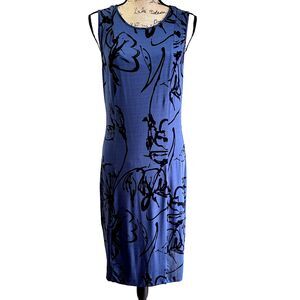 Alpha Massimo Rebecchi Dark Blue Dress SZ 8 Knee Length Sleeveless Bodycon